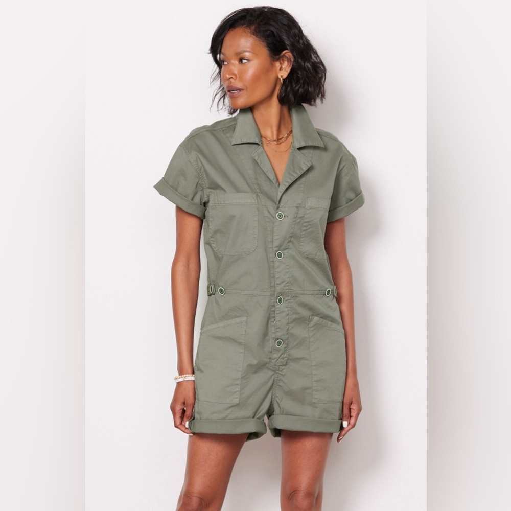 NWOT Pistola “Parker” Short Sleeve Romper in Colonel Green Size Small